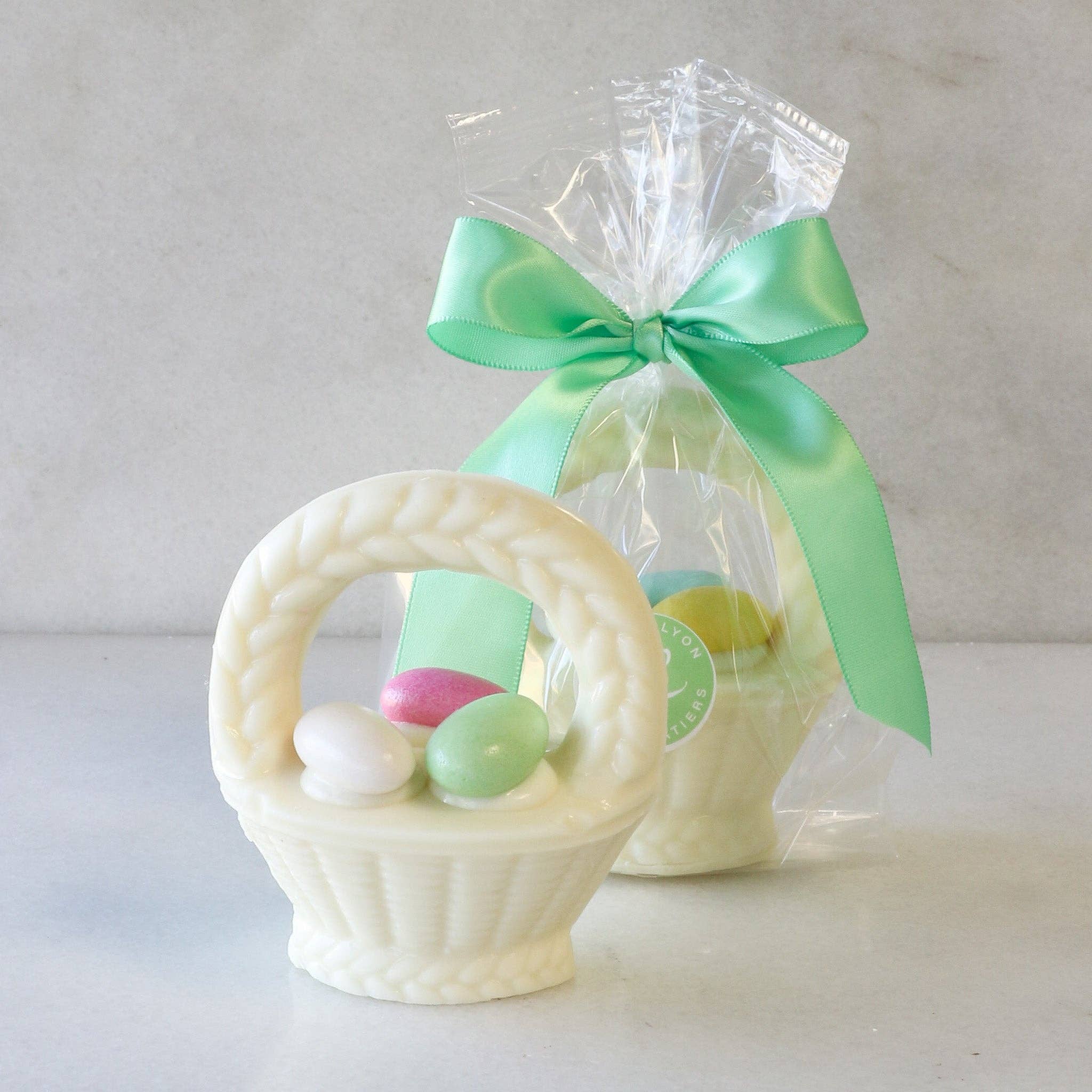 4.5oz  Solid White Chocolate Egg Basket with Jordan Almonds