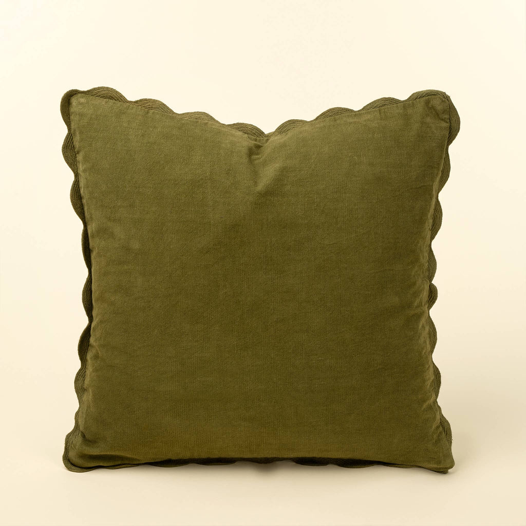 Moss Corduroy Scallop Pillow