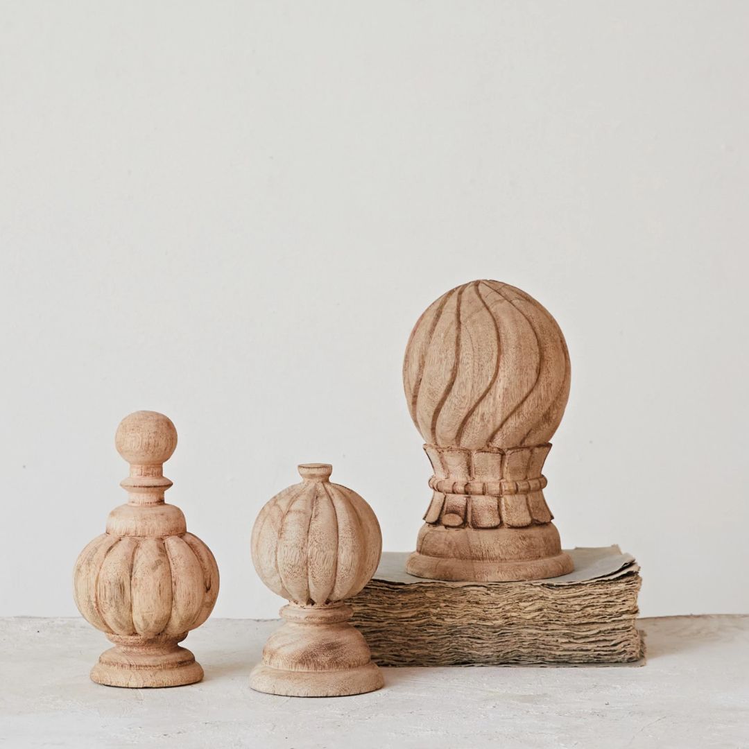 Carved Mango Wood Finials