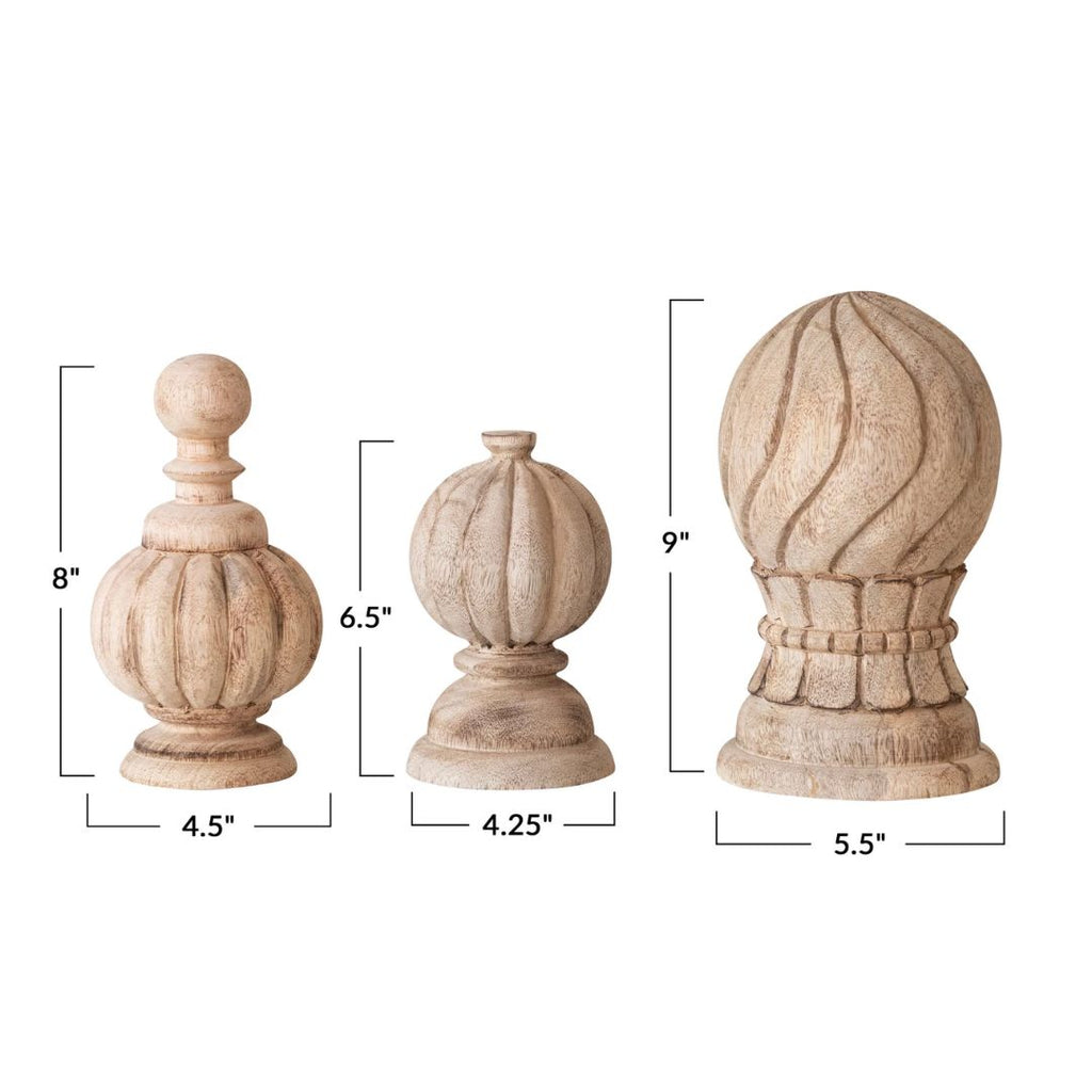 Carved Mango Wood Finials