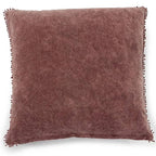 Mauve Velvet Pillow With Poms - 22"x22