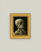 Skull with Cigarette Framed Antique Art