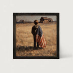 Boy with Flag at Farm