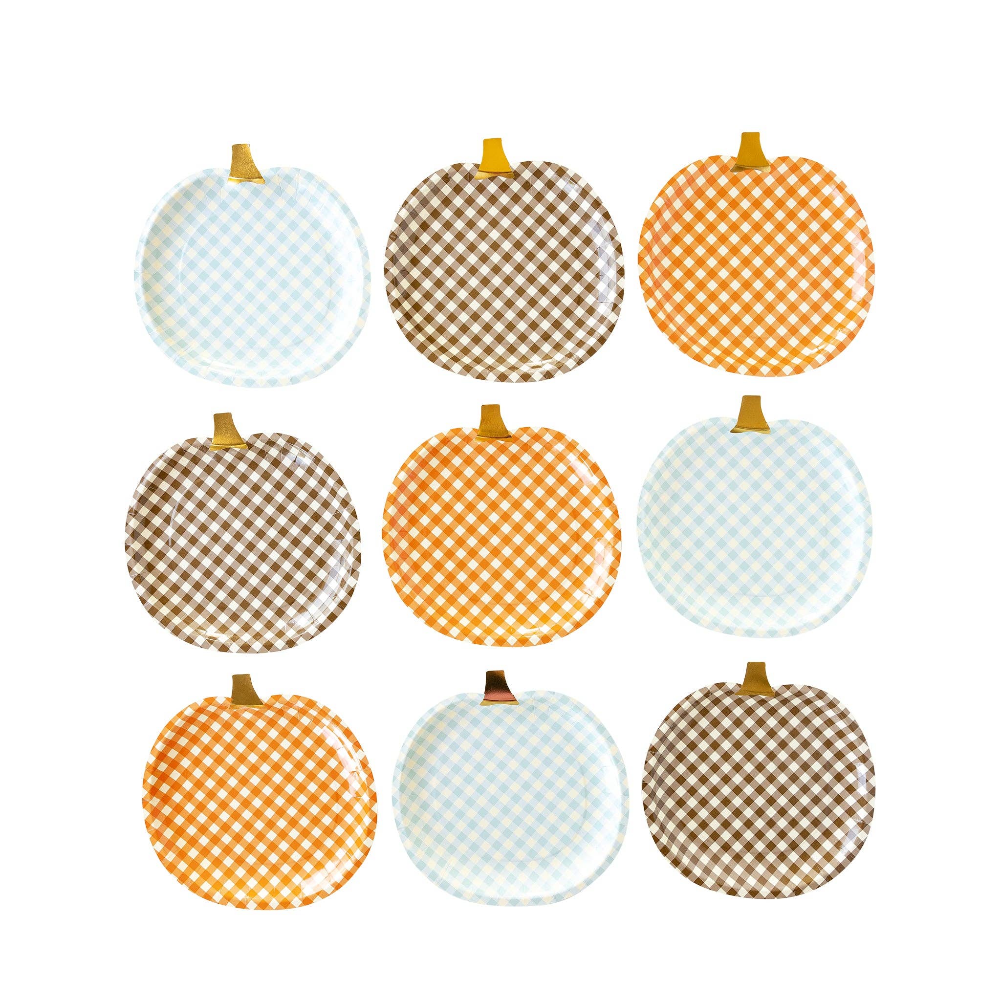 Harvest Gingham Pumpkin Paper Plate Set