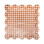 Rust Gingham Scalloped Sq. Paper Plates