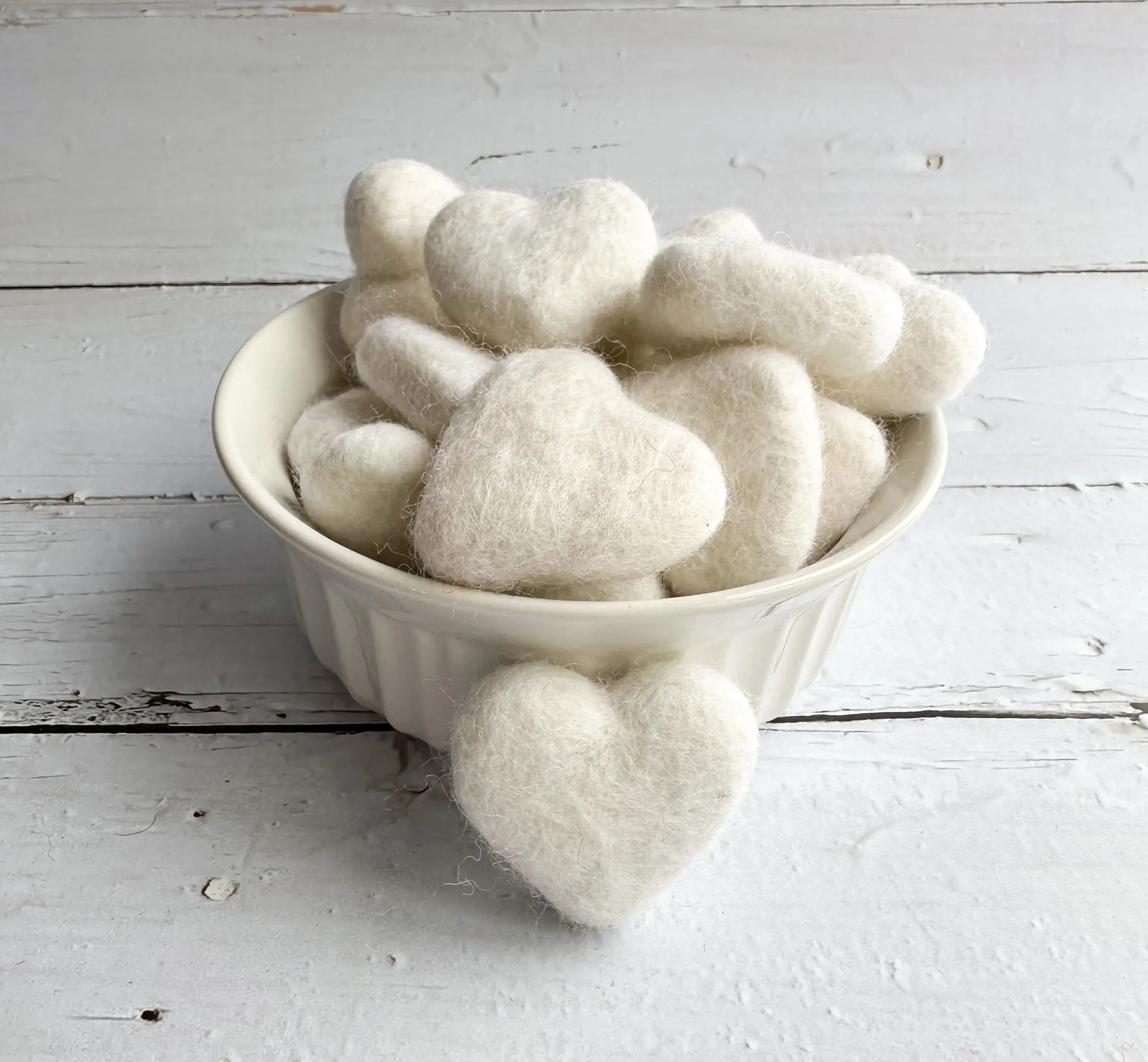 One White Felt Heart