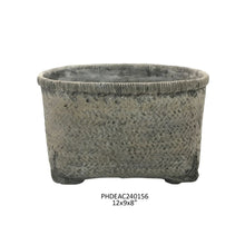 Cement Faux Oblong Basket Planter – Rustic Garden Accent