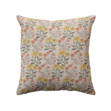 Chambray Printed Throw Pillow with Floral Pattern