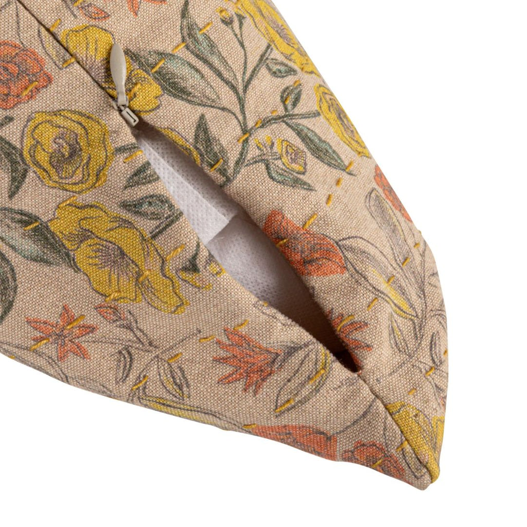 Chambray Printed Throw Pillow with Floral Pattern