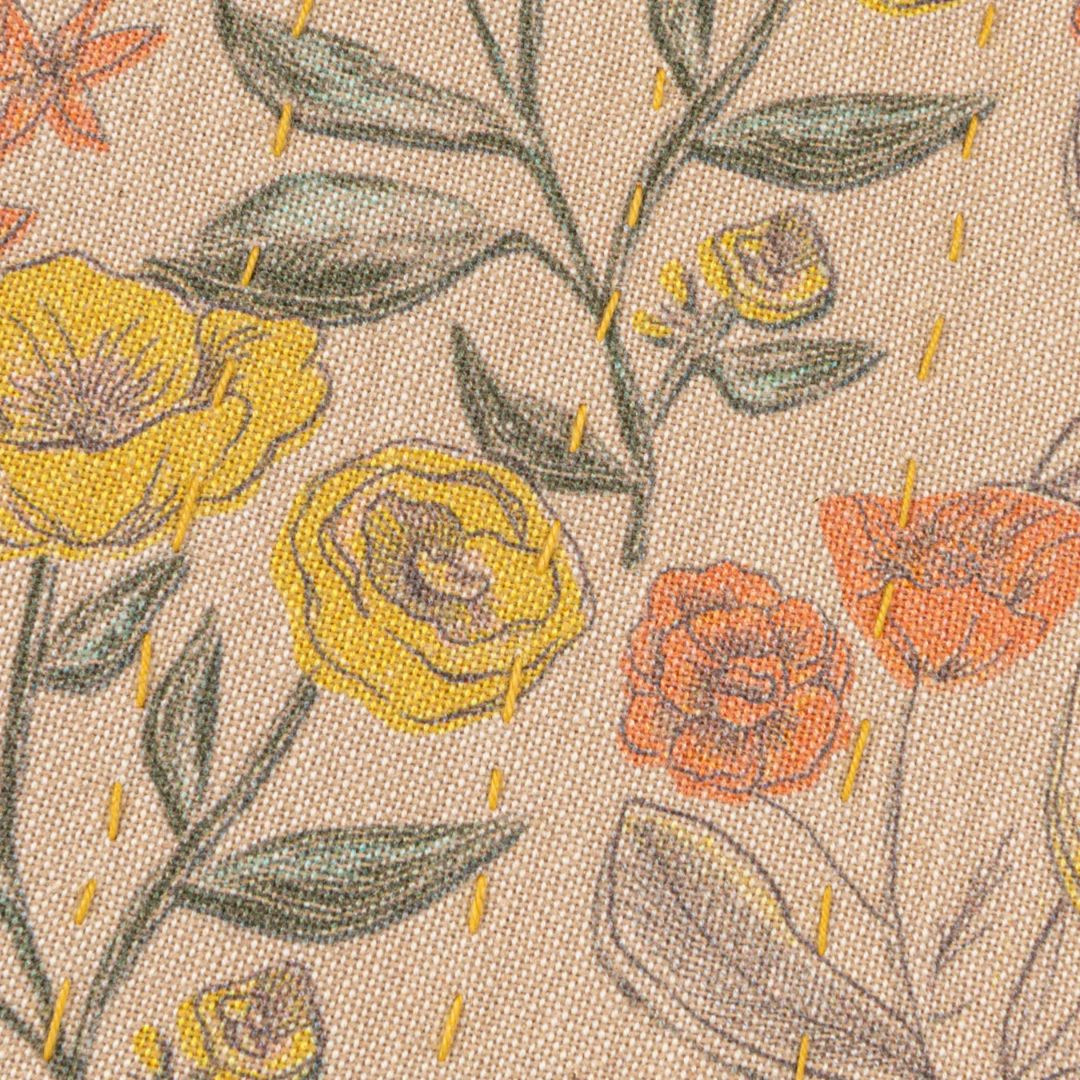 Chambray Printed Throw Pillow with Floral Pattern