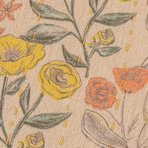 Chambray Printed Throw Pillow with Floral Pattern