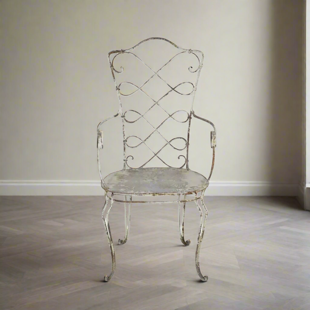 Charlotte Iron Chair Antiqued White