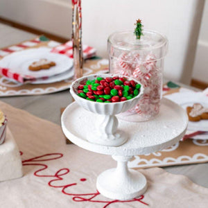 Toile Pedestal Christmas Candy Dish