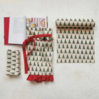 Stonewashed Cotton Printed Napkins with Christmas Tree Pattern - Set of 4