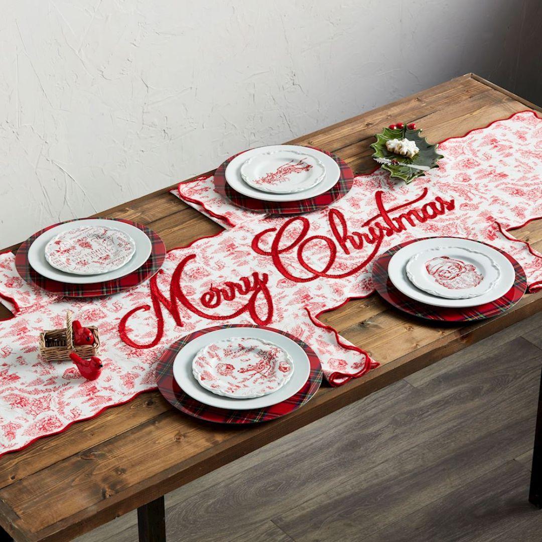 Merry Christmas Toile Dessert Plate