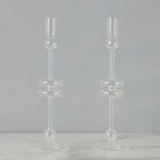 Clear Glass Candlestick - Large Candle Holder