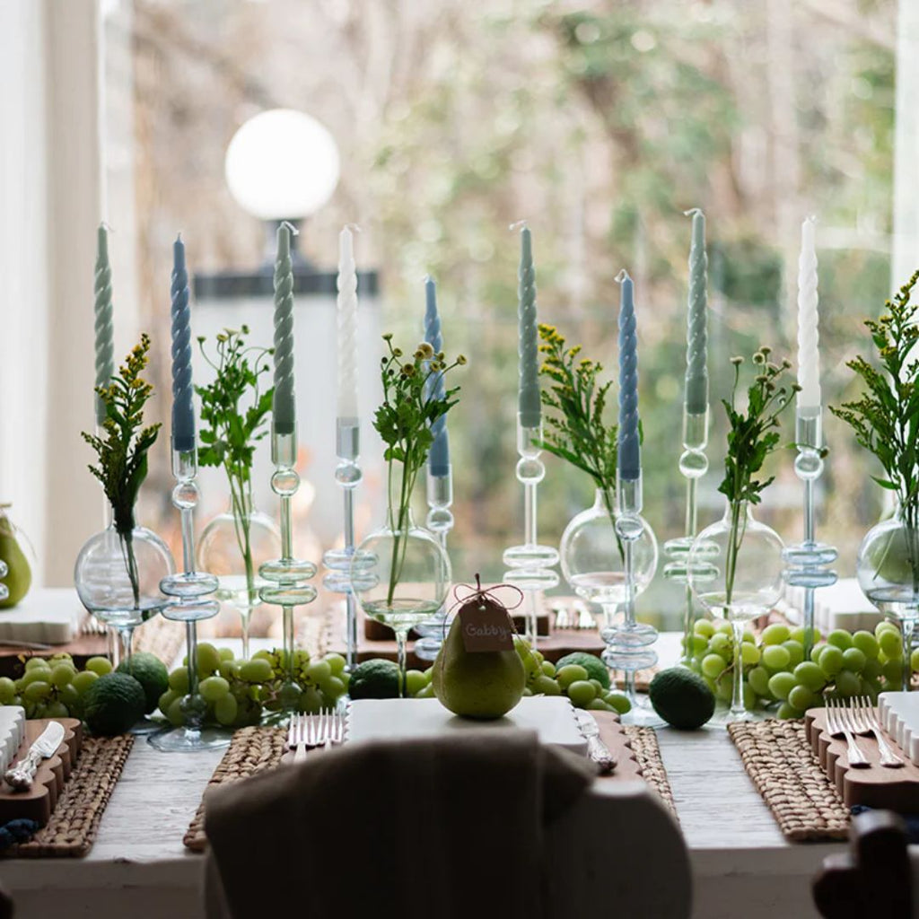 Clear Glass Candlestick - Medium Candle Holder