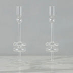 Clear Glass Candlestick - Medium Candle Holder