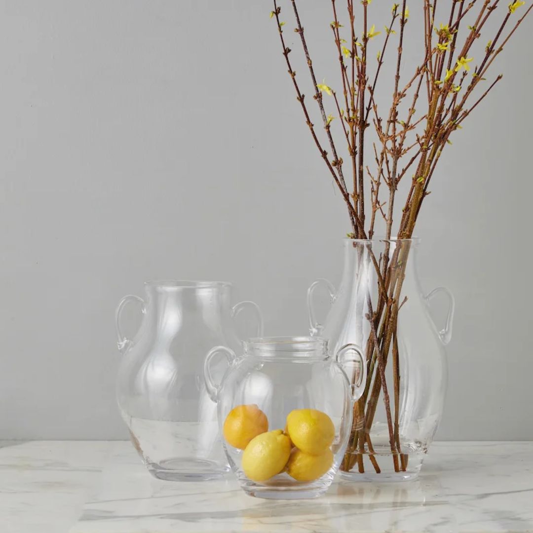 Clear Glass Amphora Flower Vase - Large