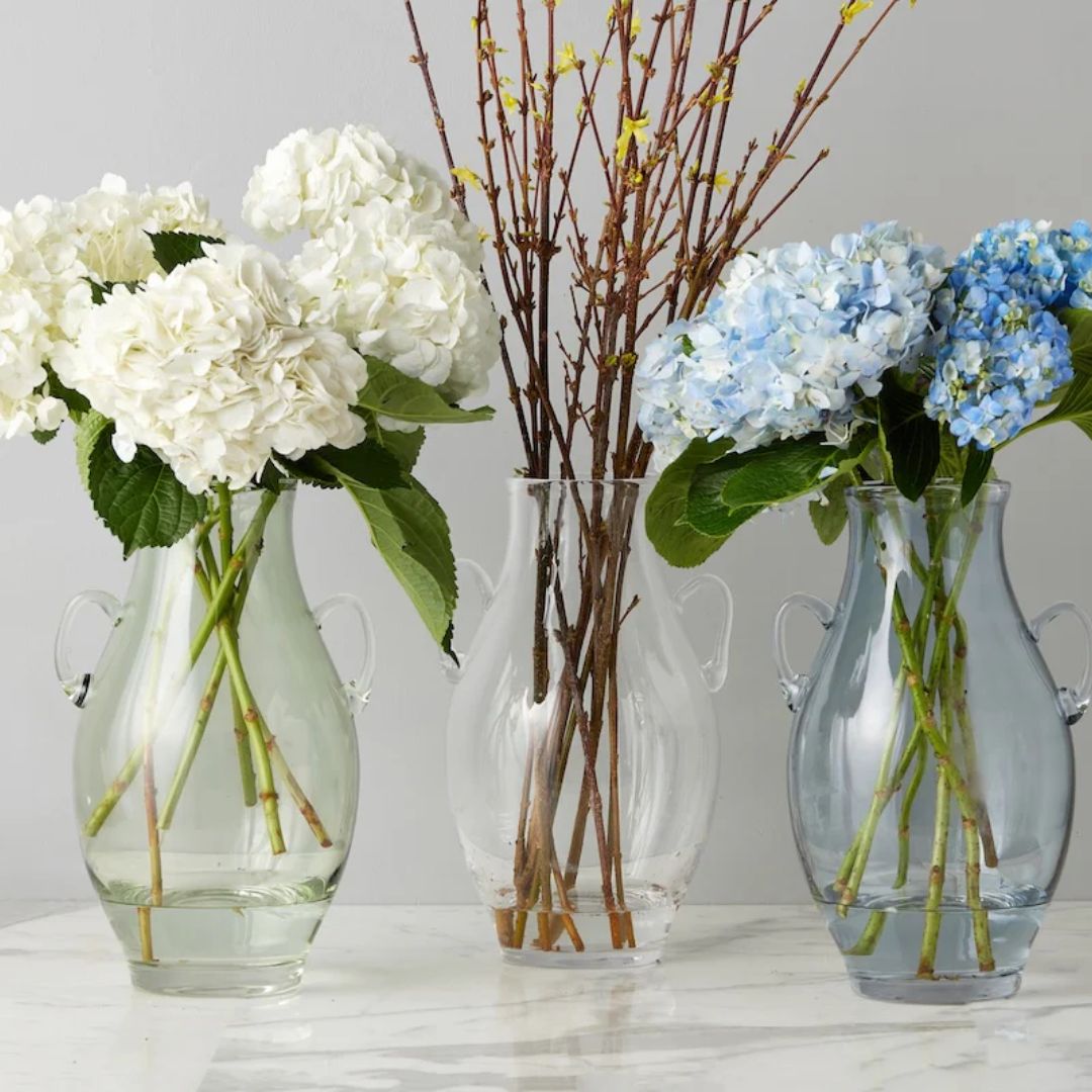 Clear Glass Amphora Flower Vase - Large