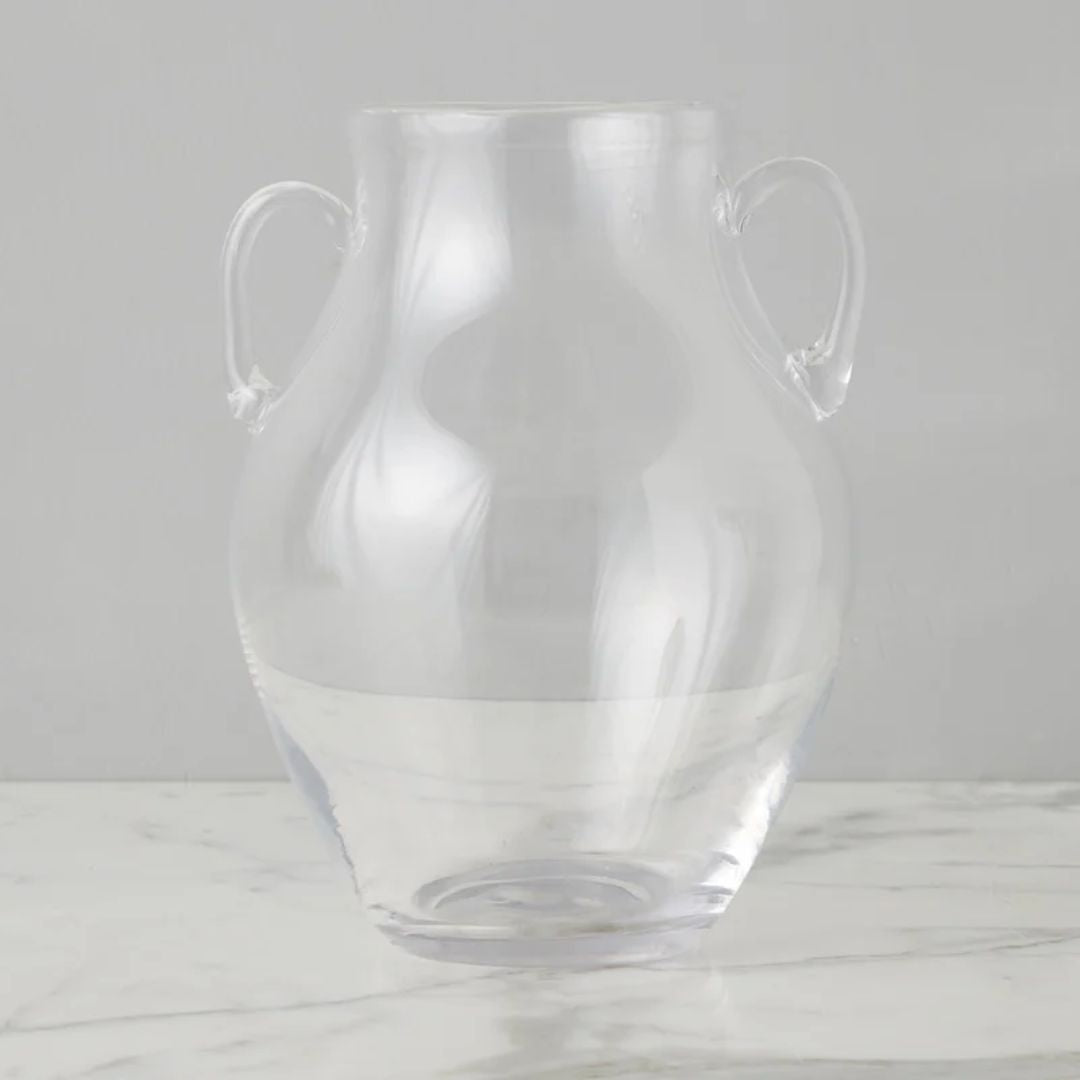 Clear Glass Amphora Flower Vase - Medium