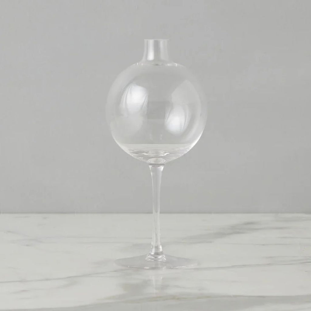 Clear Wine Glass Flower Vase - Medium