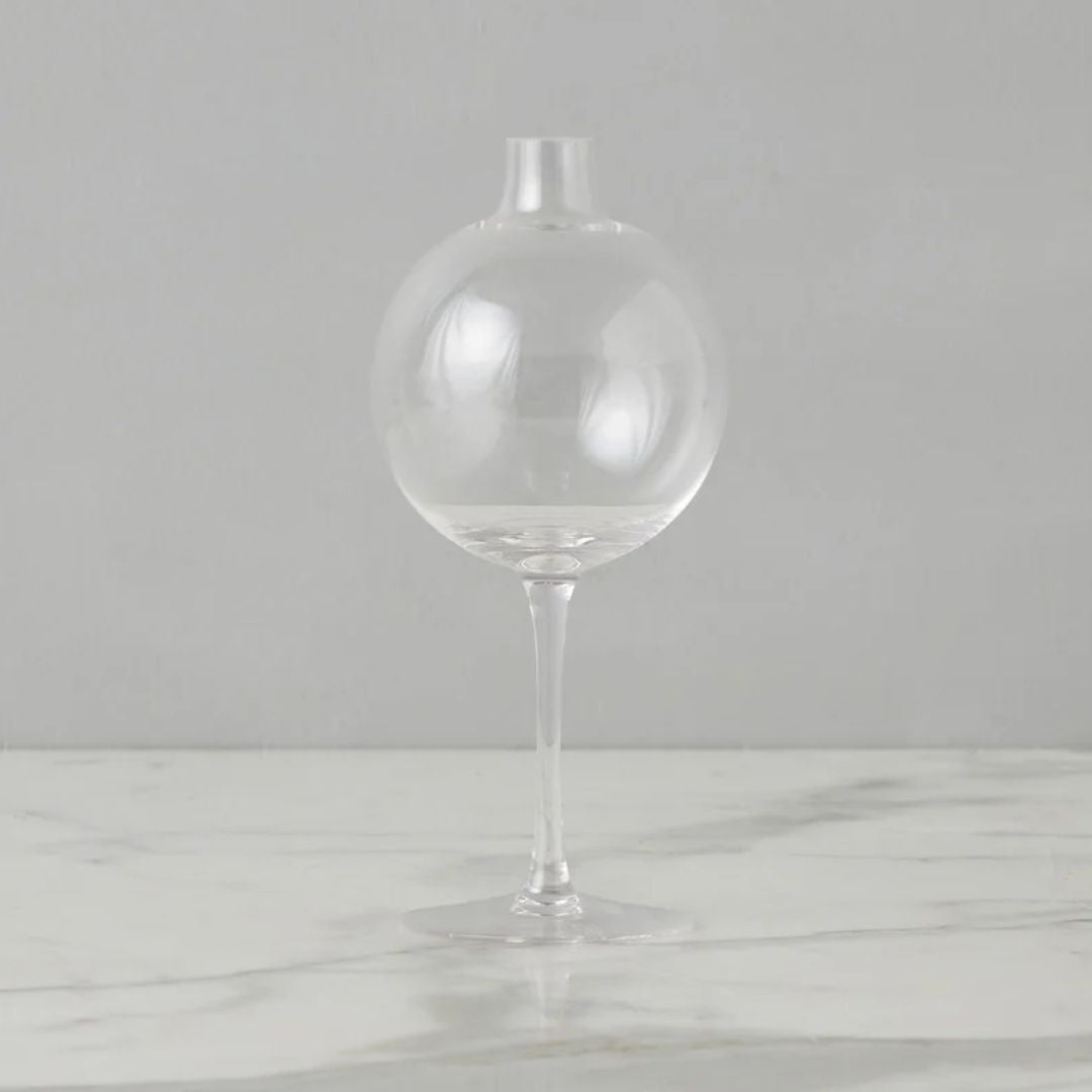 Clear Wine Glass Flower Vase - Medium