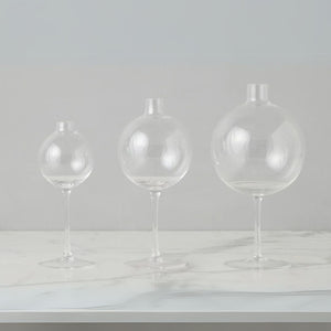 Clear Wine Glass Flower Vase - Medium