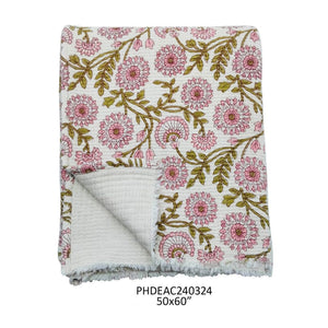 Clematis Botanical Print Cotton Throw