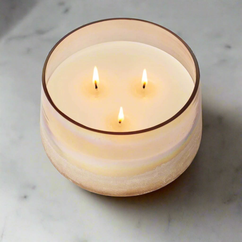 6" Coconut Milk Mango Baltic Glass Candle