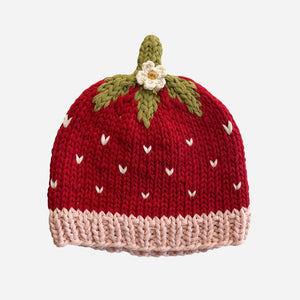 Cotton Addie Strawberry Baby Beanie - 0 to 3m