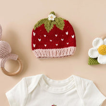 Cotton Addie Strawberry Baby Beanie - 0 to 3m