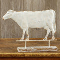 Cow Weathervane On Wood Base Decor