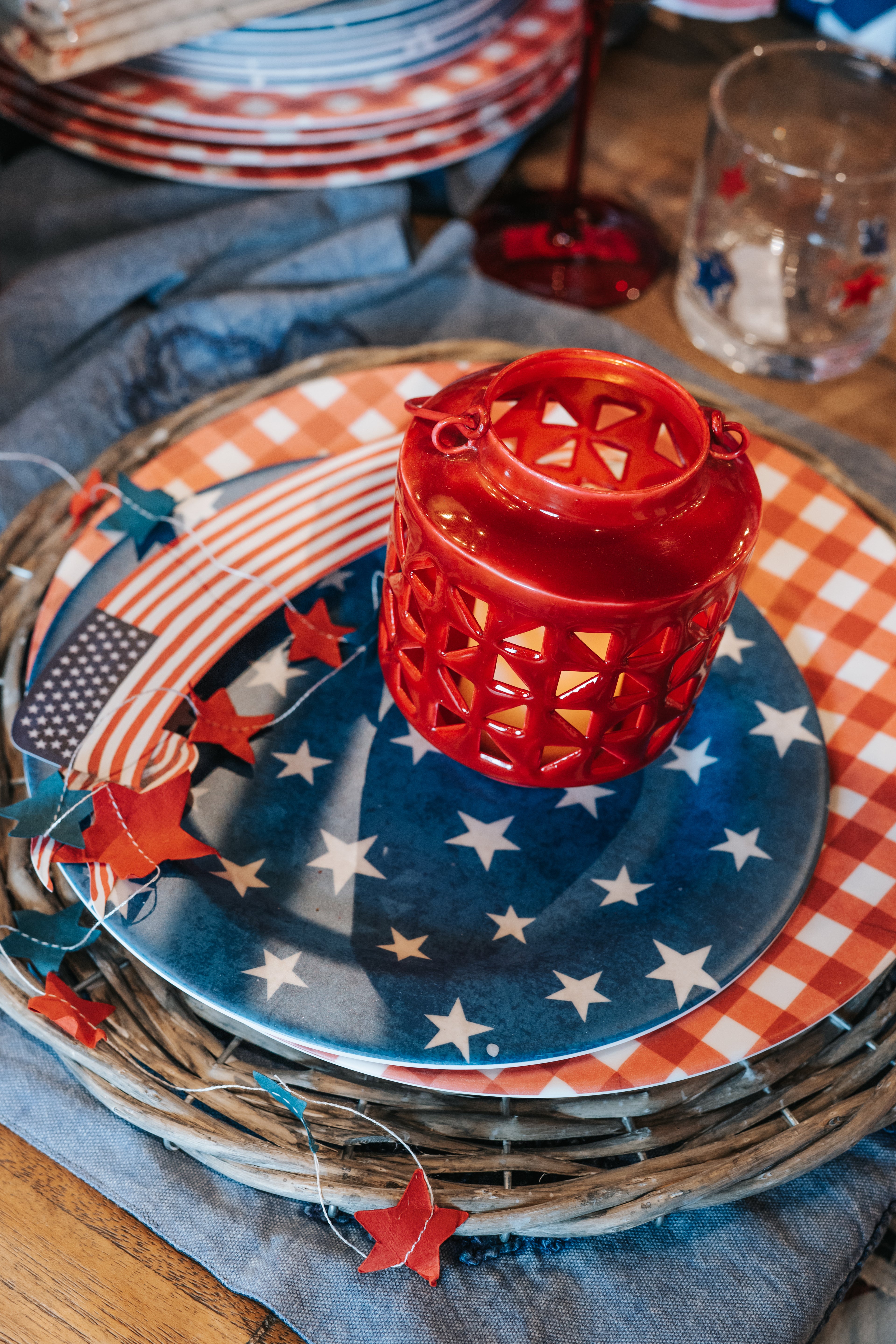 American Flag Banner Bouquet Table Accent