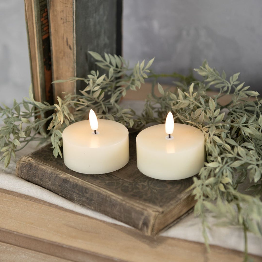Cream 3D Flameless Tea Light Candle - Set of 2