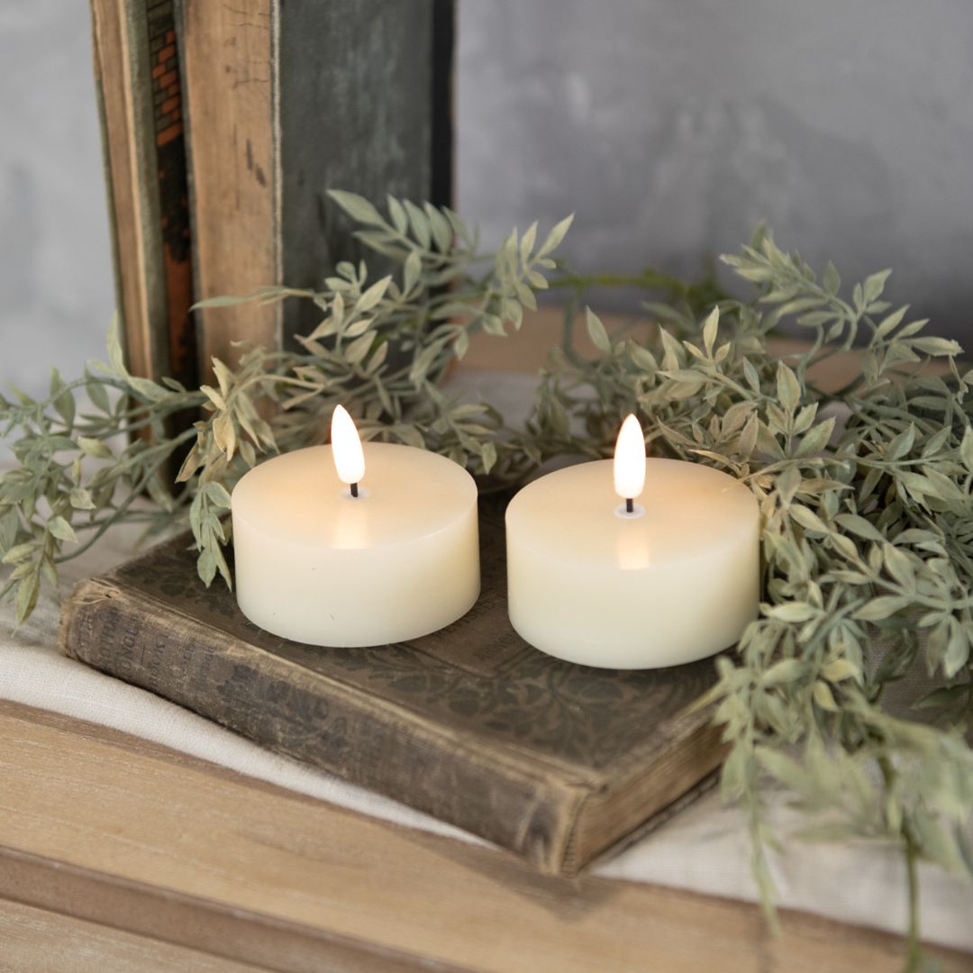 Cream 3D Flameless Tea Light Candle - Set of 2