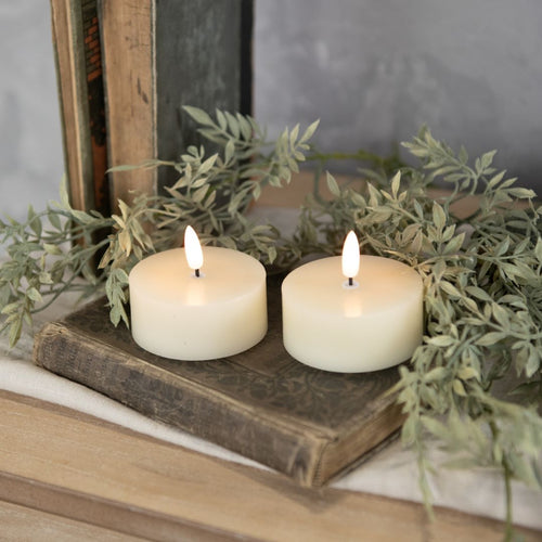 Cream 3D Flameless Tea Light Candle - Set of 2