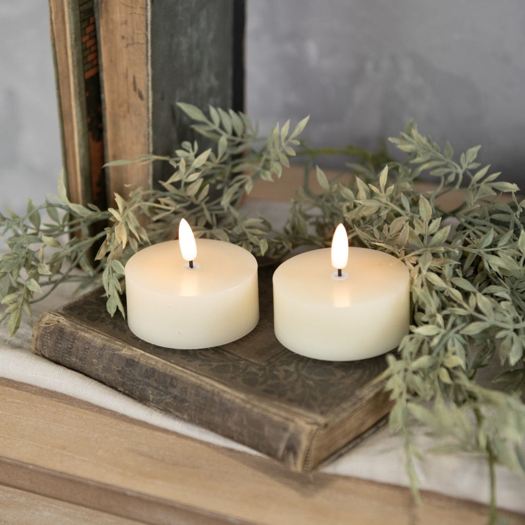 Cream 3D Flameless Tea Light Candle - Set of 2