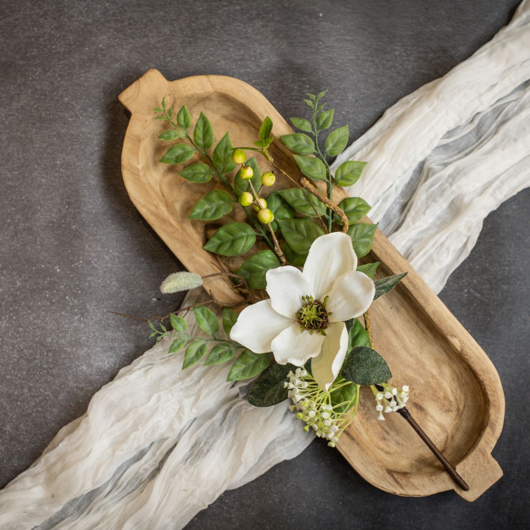 Cream Magnolia & Berry Pick - Faux Floral Decor