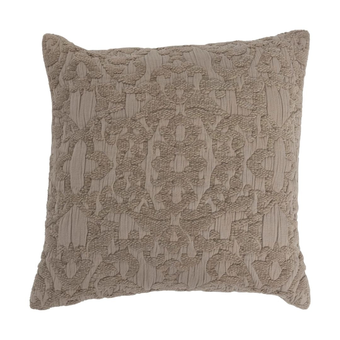 Cream Woven Chenille Throw Pillow