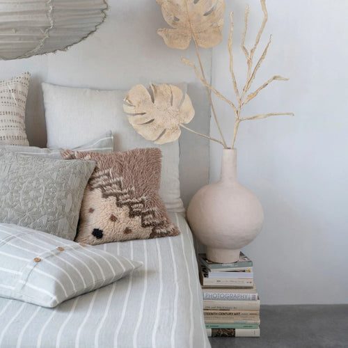 Cream Woven Chenille Throw Pillow