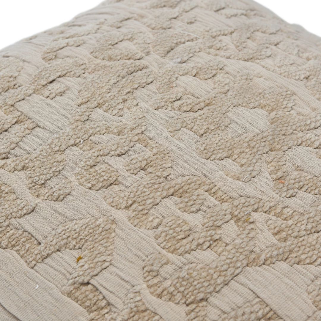 Cream Woven Chenille Throw Pillow