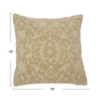 Cream Woven Chenille Throw Pillow