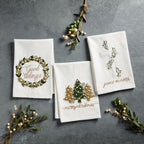 White Christmas Velvet Appliqué Towel - Cross Style