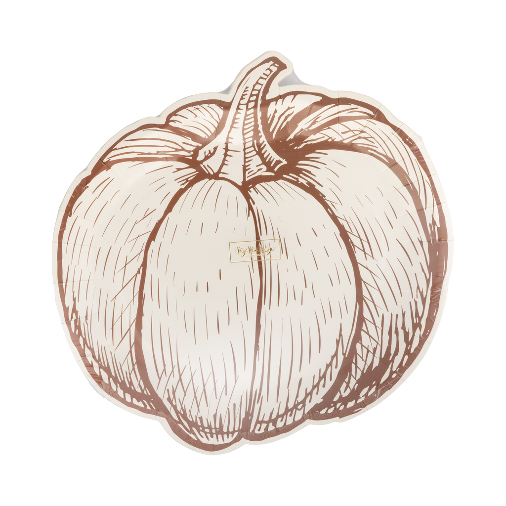 Pumpkin Line Art Shaped Paper Plates