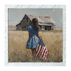 Child With Flag - Girl in Blue Dress