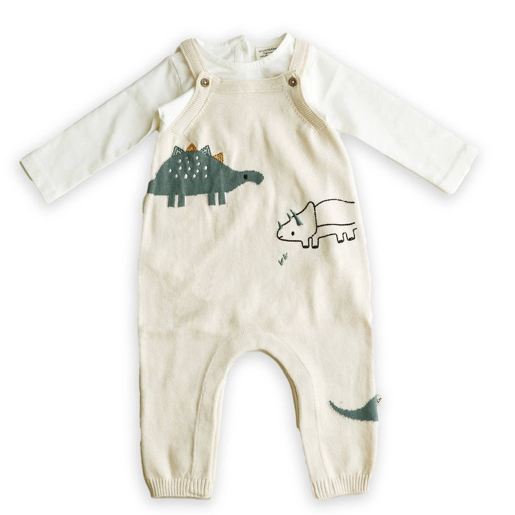 Dino Jacquard Sweater Knit Baby Overall