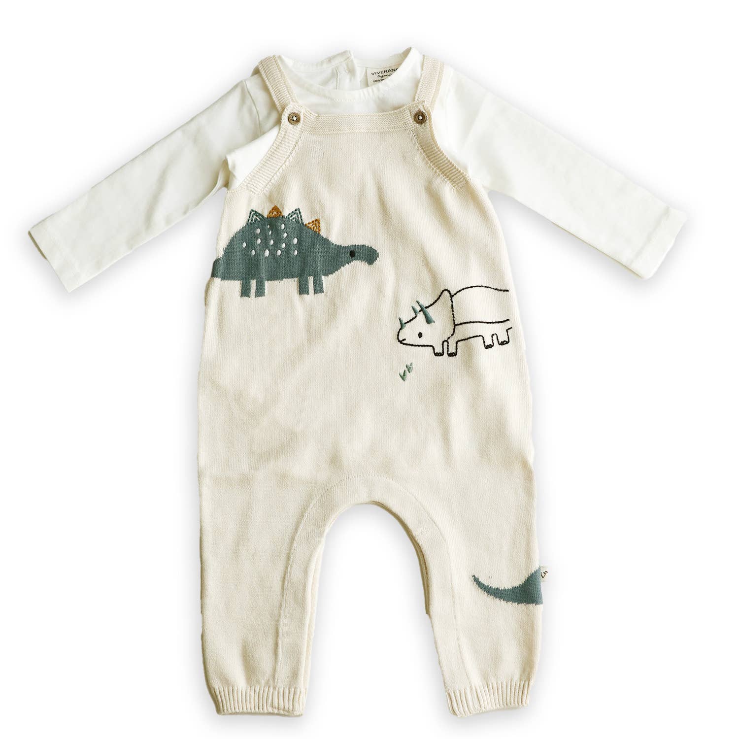 Dino Jacquard Sweater Knit Baby Overall