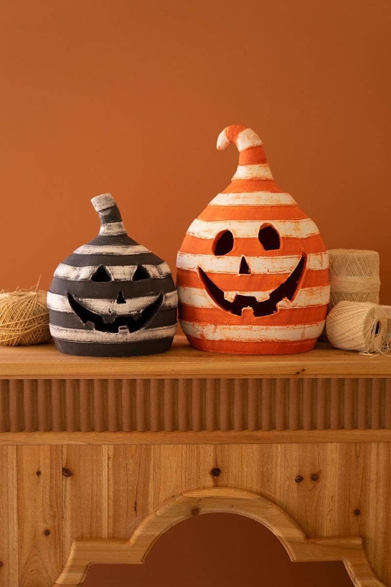 Lg Orange Striped Jack-O-Lantern