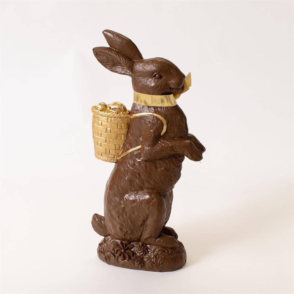 Vintage Chocolate Bunny w/ Gold Basket